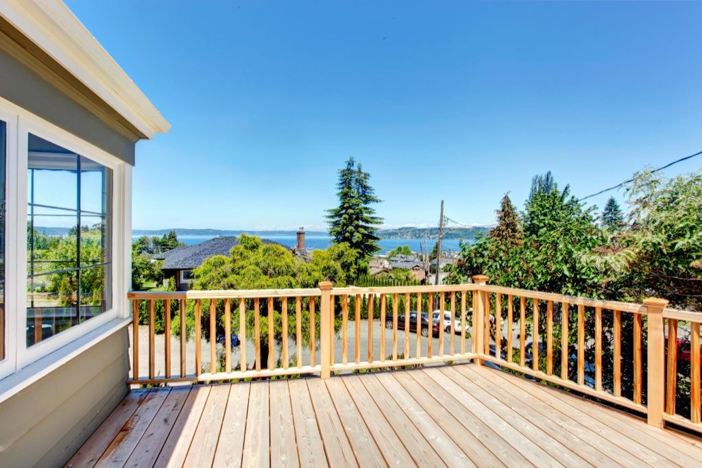 wood deck with a scenery view